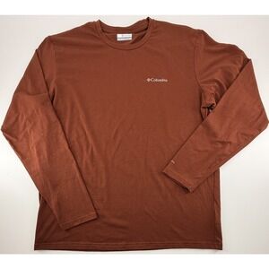 Columbia PFG Men's Large Long Sleeve T-Shirt Rust Brown Crew Neck